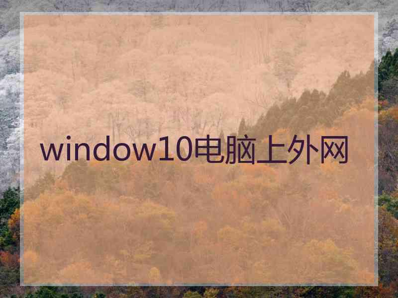 window10电脑上外网