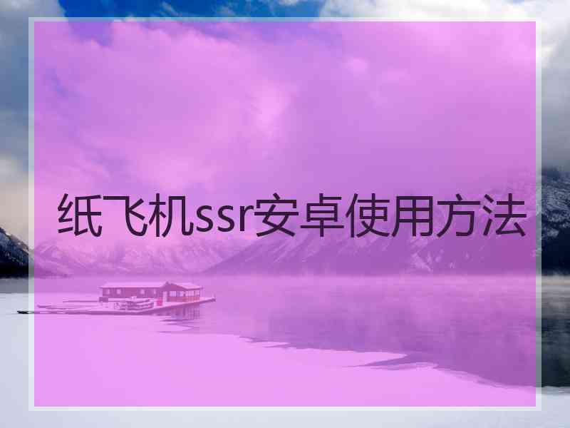 纸飞机ssr安卓使用方法