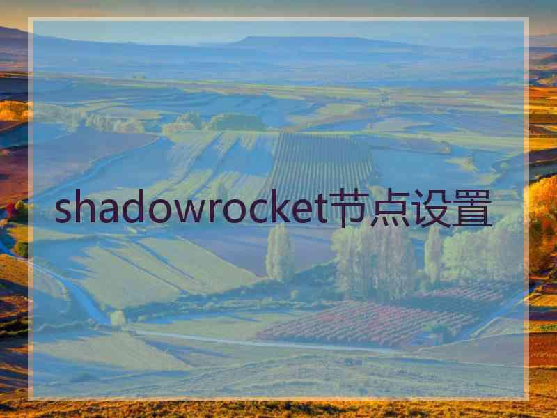 shadowrocket节点设置